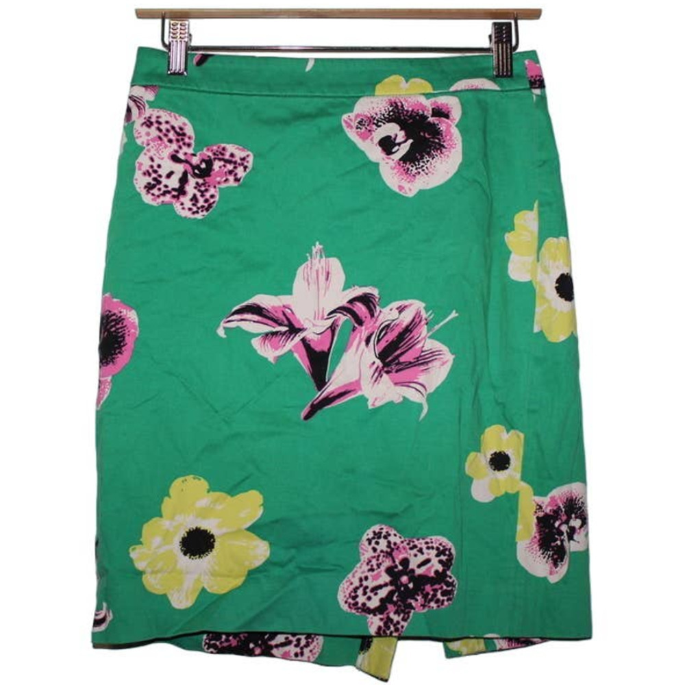 Women's J. Crew Pencil Skirt 37532 Green White Pink Yellow Black Floral Size 0
